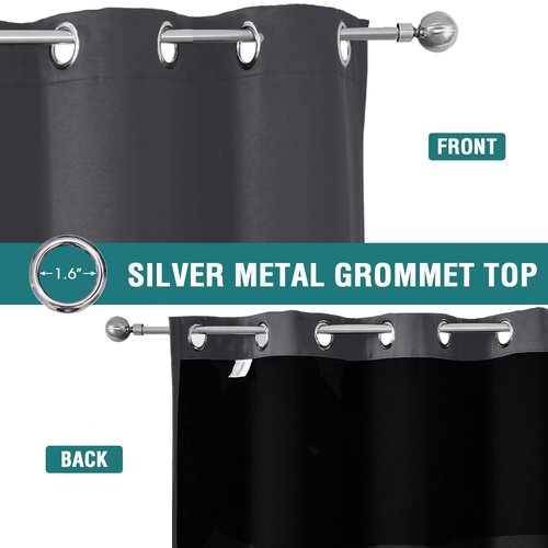 ChrisDowa 100% Blackout Curtains 102 inch Long for Bedroom with Black Liner, 2 Thick Layers Total Blackout Thermal Insulated Grommet Window Curtains 2 Panels Set (Dark Grey, 52 x 102 Inch)