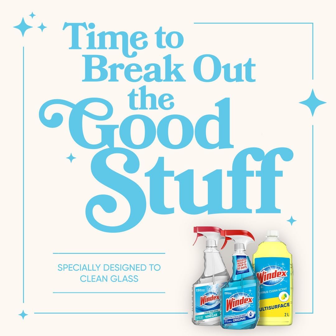 Windex Glass & Window Cleaner Spray Bundle - Original Blue Scent | 23 Fl Oz Spray & 32 Fl Oz Refill