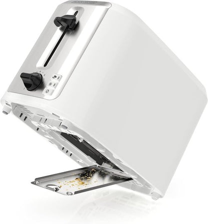 BLACK+DECKER 2-Slice Toaster - Extra-Wide Slots, 7 Shade Settings & Removable Crumb Tray | Off-White