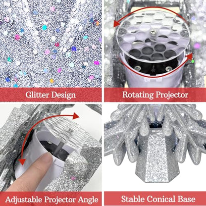 Lighted Snowflake Tree Topper with Rotating Projection for Christmas
