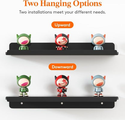 Lifewit Floating Shelves - 15" Acrylic Wall Organizer for Perfume & Makeup | 6 Pack, Black