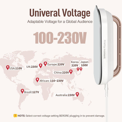Skiennix Travel Iron - Mini Dry Iron with Global Voltage, 300W, Lightweight 0.8lbs, Ceramic Soleplate