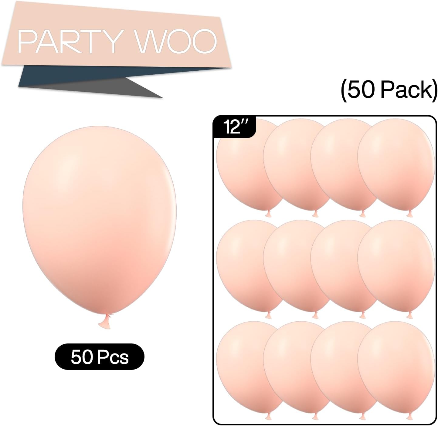 PartyWoo Pastel Orange Balloons - 50 Pcs 12 Inch Latex Helium Balloons for Celebrations