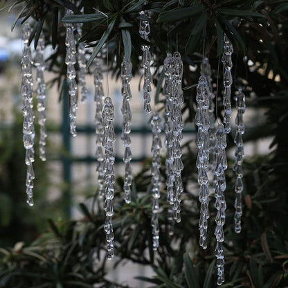 50 Pcs Clear Acrylic Icicle Ornaments Set for Christmas Tree Decoration - 5.25 in