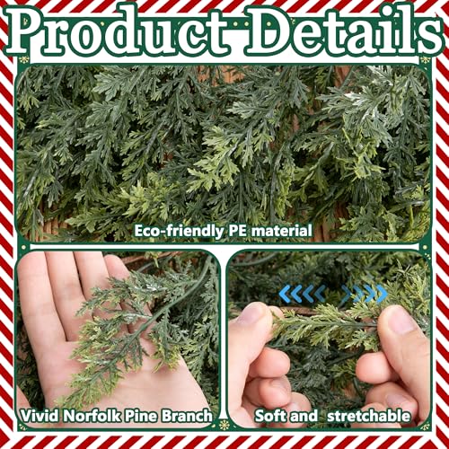 4 Pcs Double Color Christmas Norfolk Pine Garlands for Mantle Fireplace I Style
