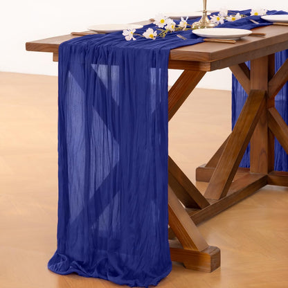 Socomi Royal Blue Cheesecloth Table Runner - 120 Inch Boho Rustic Decor for Weddings & Events