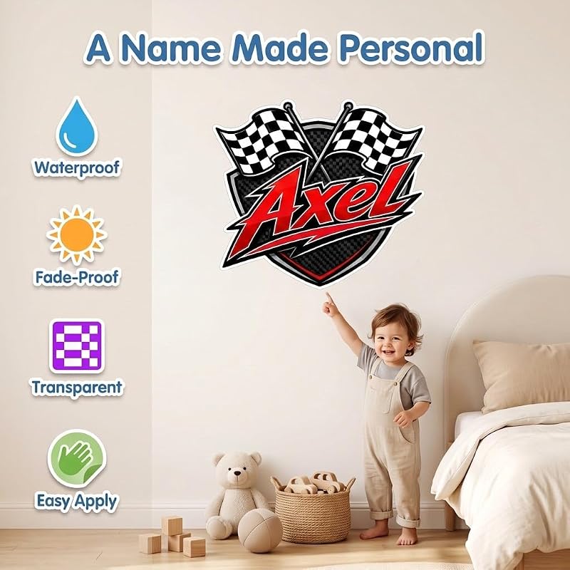 Personalized Racing Car Name Wall Decal for Kids Room – Style 2