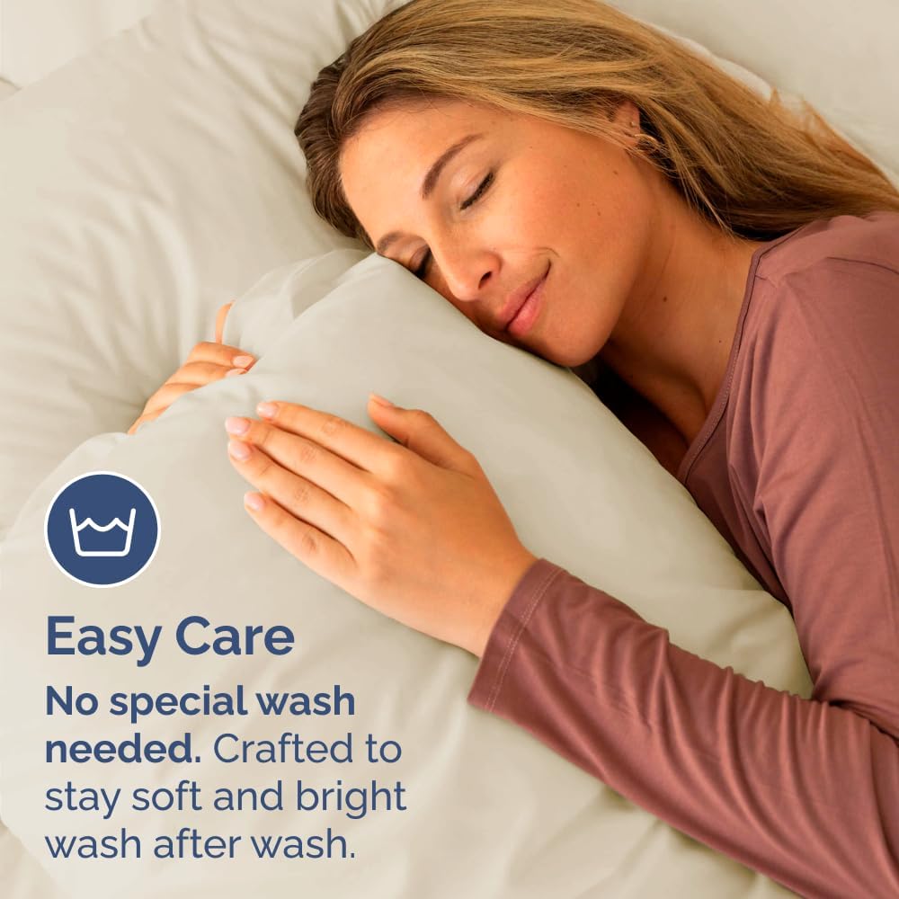 Skiennix Standard Pillow Cases Set of 4 - Ultra Soft Hotel Quality Covers - Machine Washable Off White