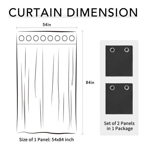 Easy-Going 100% Waterproof Outdoor Curtains Windproof Weatherproof Porch Curtains, Premium Thick Outdoor Privacy Grommet Top Panels for Patio, Gazebo and Pergola, 2 Panels, 54x84 inch, Black