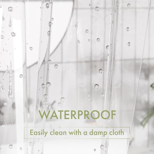 AmazerBath Small Shower Curtain Liner, 36x72 Stall Plastic Clear Shower Curtain Liner, PEVA Cute Narrow Shower Liner, Stand Up Shower Curtain Liners with 2 Magnets and 6 Rustproof Grommet Holes