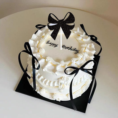 Skiennix 20 PCS Black Bow Cake Toppers - Elegant Birthday & Wedding Party Decorations