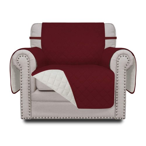 Easy-Going Chair Sofa Slipcover Reversible Sofa Cover Water Resistant Couch Cover Furniture Protector Cover with Elastic Straps for Pets Kids Children Dog Cat (Chair, Christmas Red/Ivory)