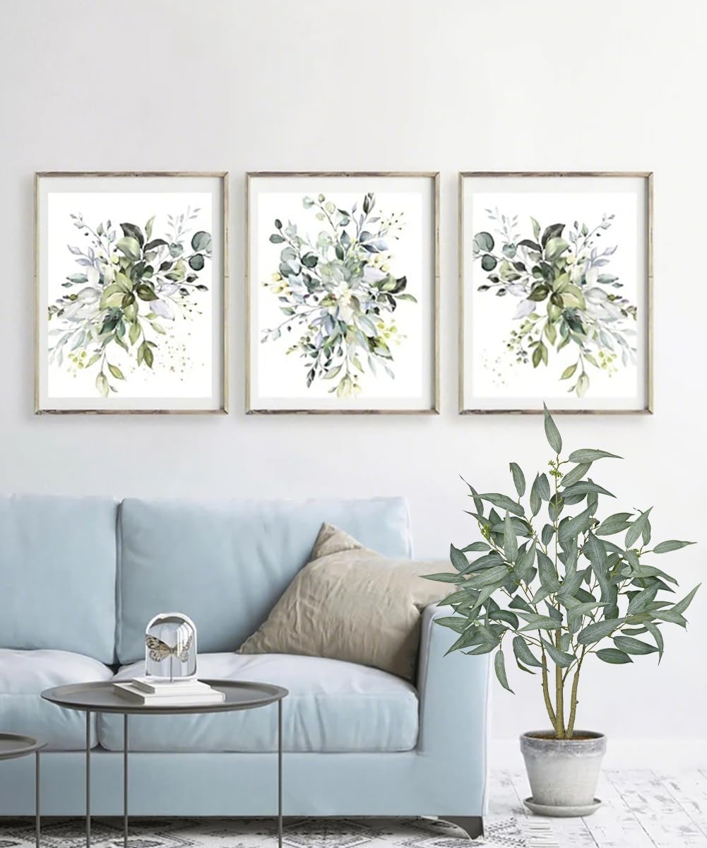 Skiennix Artificial Eucalyptus Tree - 3FT Faux Indoor Plant in White Pot for Modern Home Décor