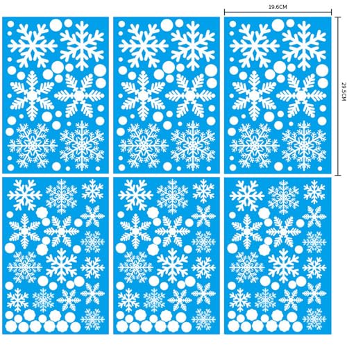 Snowflakes Window Clings - 6 Sheets White Snowflake Holiday Decorations - Winter Snowflake Decals for Windows & Glass Doors - Christmas Snowing Window Stickers - Variation of Snowflakes