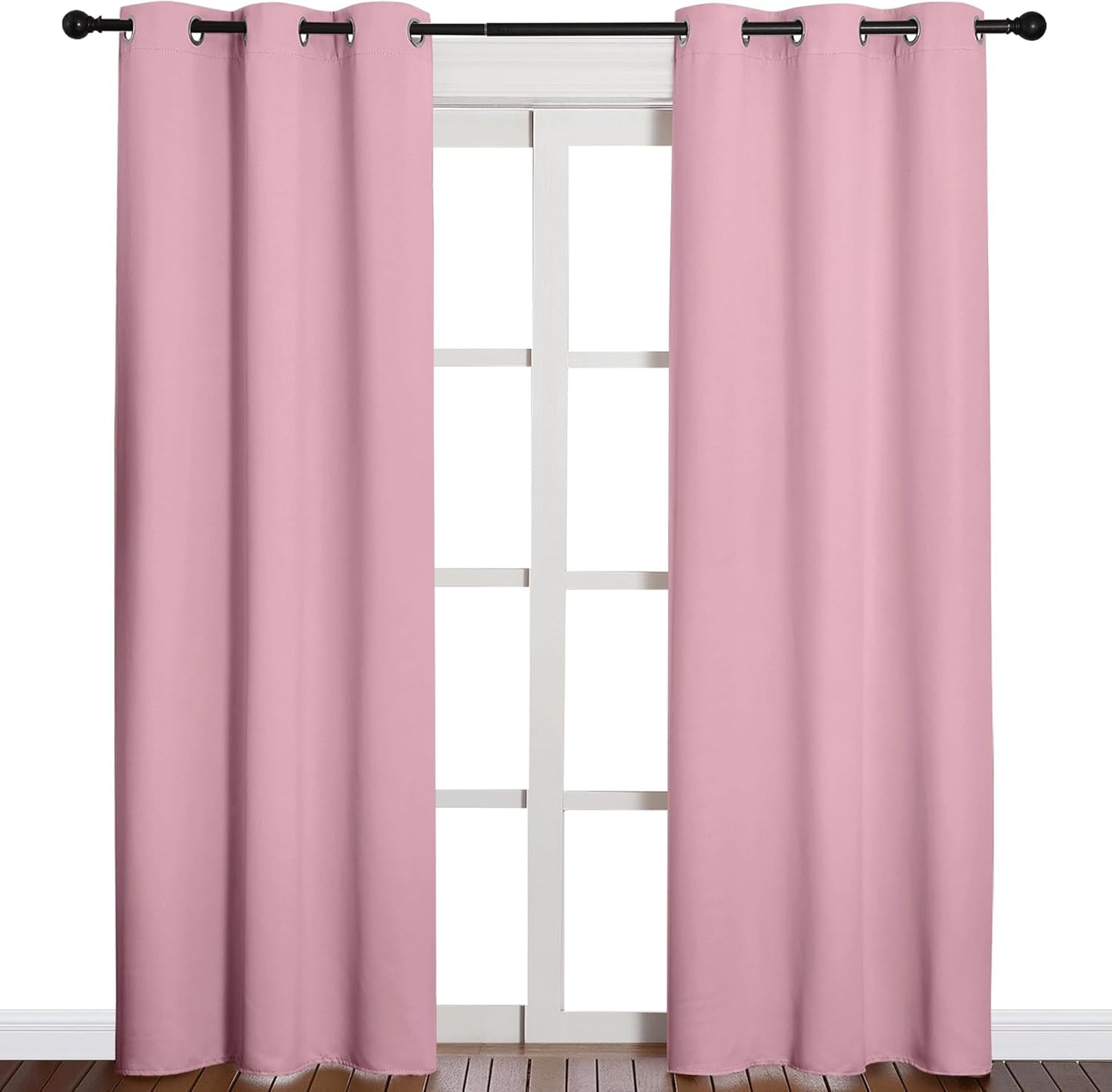 NICETOWN Blackout Curtains - Thermal Insulated Grommet Drapes for Office & Theater | Crystal Pink, 84 Inches Wide (1 Pair)