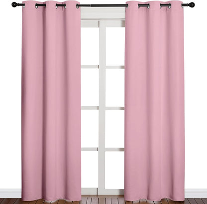 NICETOWN Blackout Curtains - Thermal Insulated Grommet Drapes for Office & Theater | Crystal Pink, 84 Inches Wide (1 Pair)