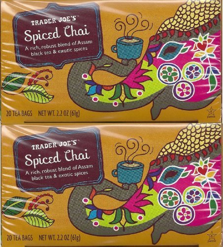 Trader Joe's Spiced Chai (A Rich, Robust Blend of Assam Black Tea & Exotic Spices), 20 Tea Bags (2-Pack) by Trader Joe's [Foods]