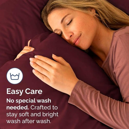 King Standard Pillow Cases | Set of 4 Soft Hotel Quality Covers - Comfy & Machine Washable - Burgundy