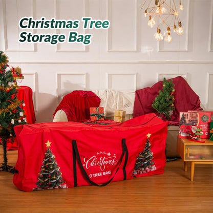 Christmas Tree Storage Bag - 9 Ft Waterproof Container with Durable Zipper & Handles | Heavy-Duty Oxford Material (Red)