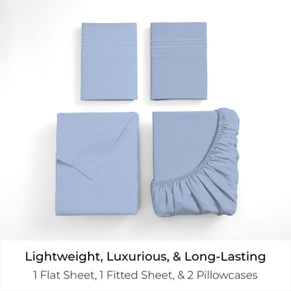 Mellanni California King Sheets Set - 4 PC Iconic Collection Bedding - Hotel Luxury, Extra Soft, Cooling Bed Sheets - Wrinkle, Fade, Stain Resistant (Cal King, Sky Blue)