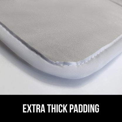 GORILLA GRIP The Original Ironing Board Cover and Pad, Silicone Coating, 400°F Scorch Resistant Thick Padding, Heavy Duty Iron Covers Standard Boards, Hook and Loop Fastener Strap, Silver 28x24