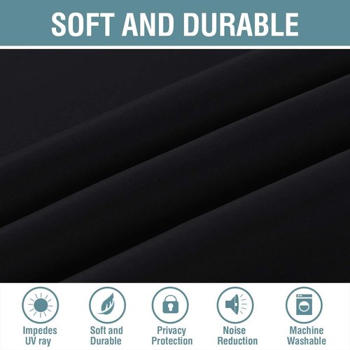 H.VERSAILTEX 100% Blackout Curtains - Thermal Insulated 96-Inch Panel for Bedroom & Living Room | Jet Black