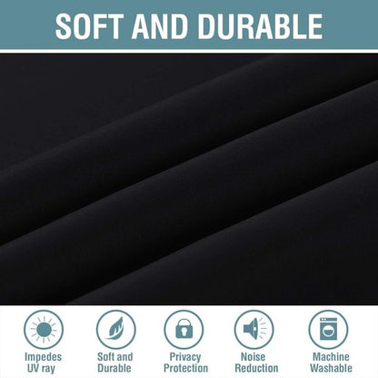 H.VERSAILTEX 100% Blackout Curtains - Thermal Insulated 96-Inch Panel for Bedroom & Living Room | Jet Black