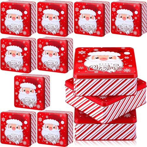 12 Pack Large Christmas Cookie Tin Set with Airtight Lids - Holiday Gift