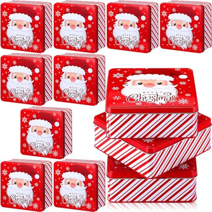 12 Pack Large Christmas Cookie Tin Set with Airtight Lids - Holiday Gift