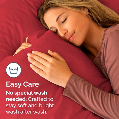 Skiennix Body Pillowcases Set of 4 | Soft, Cozy 20x54 Long Pillow Covers for Side Sleepers - Machine Washable, Fade Resistant (Red)