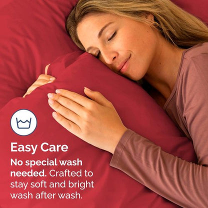 King Standard Pillow Cases Set of 4 - Soft Hotel Quality Pillowcase Covers - Comfy. Cozy Bedding for Women, Men, Kids & Teens - Machine Washable Pillow Protectors - 4 Piece - King Standard Size Red