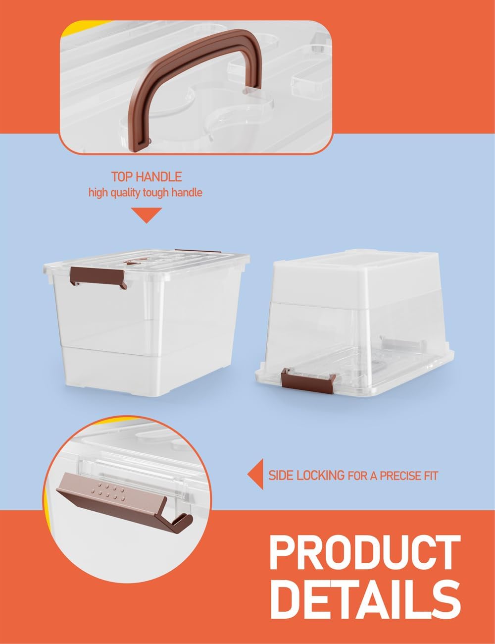 WYT 32 Qt Clear Plastic Storage Bins - Durable Lids & Latching Buckle | 6-Pack Stackable Tote Boxes
