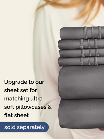 Skiennix Extra Deep Queen Fitted Sheet - Ultra Soft, Wrinkle-Free - Fits 18-24 Inch Mattresses - Dark Grey