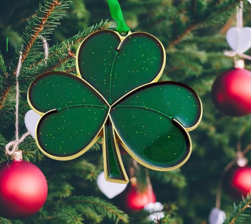 Irish Shamrock Christmas Ornament Metal 3 7/8 Inch - Shamrock Symbol of Ireland