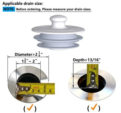 Bathtub Drain Stopper, Drain Plug, Silicone Stopper (Patented Design) (1, Large,Gray)