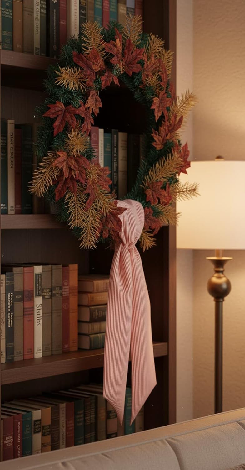 Orange Striped Wreath Sash Set by [Brand Name] - 2 Pack Modern Ribbon Bow for Fall Thanksgiving Decor | 5.12" Wide x 54.33" Each