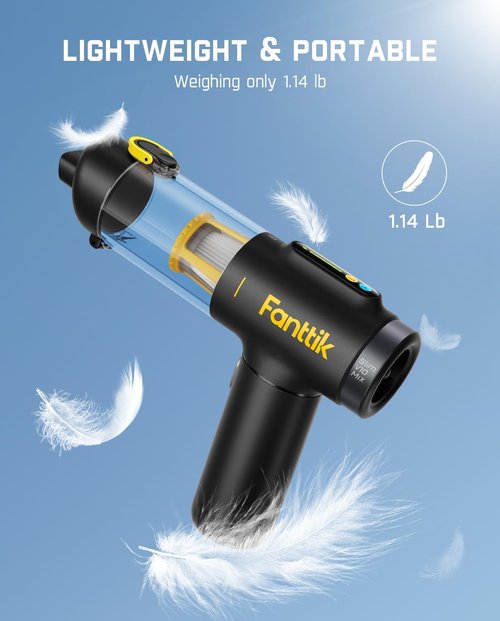 Fanttik Slim V10 Mix Cordless Car Vacuum - 4-in-1 Handheld Air Duster with Smart LED Display & 16kPa Suction Power