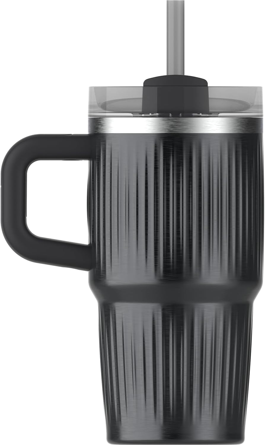 STANLEY Quencher H2.0 Tumbler - 20 oz Insulated Stainless Steel with Handle & Straw | Fluted Black