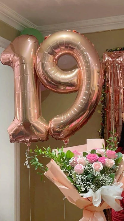 40-Inch Rose Gold Number 19 Balloons by [Brand Name] - Perfect Birthday Decoration for Men & Women