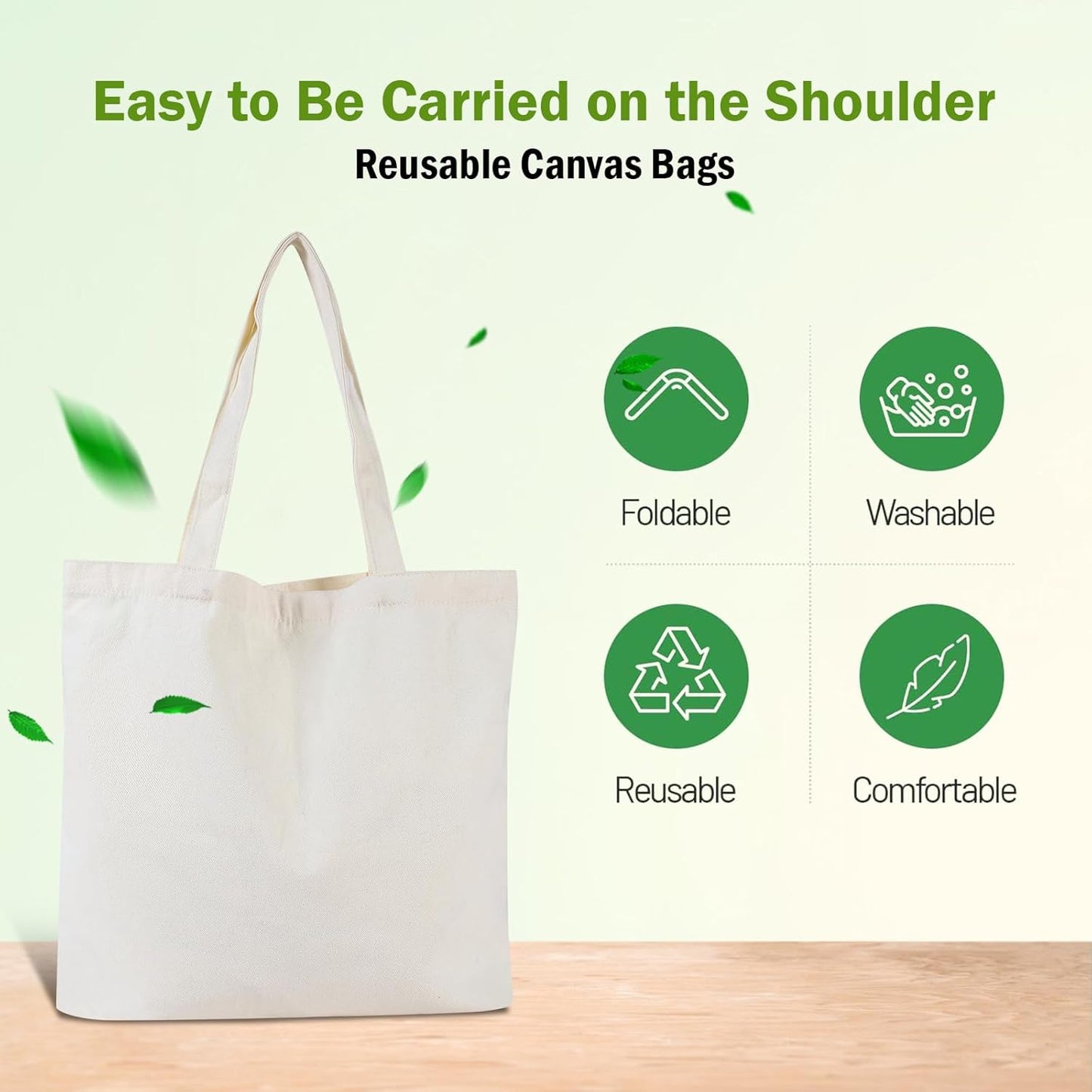 Skiennix 18 Pcs Canvas Tote Bags - Eco-Friendly, Reusable Natural Color | 15 x 16 Inch for Grocery & DIY Gifts