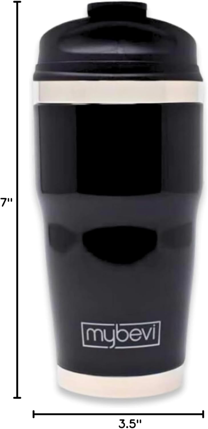 Retro Wave Insulated Tumbler - Triple-Layer Vacuum Stainless Steel Travel Cup for Coffee & Tea | 12 oz, Black