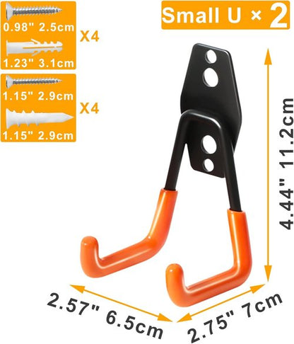 KURUI Heavy Duty Garage Hooks - 6 Pack Storage Hooks for Tools & Cords | Black Wall Mount Utility Hooks
