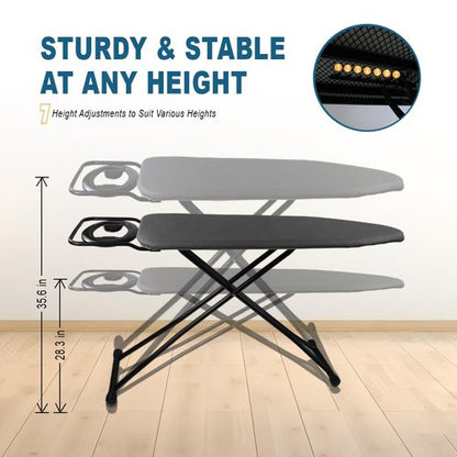 Ironing Board Full Size, Heat Resistant Cover Wide Iron Board with Steam Rest, Ultra Thick Padding, Height Adjustable Heavy Sturdy Metal Frame Legs Ironing Stand,Non-Slip Foldable 58"x15"