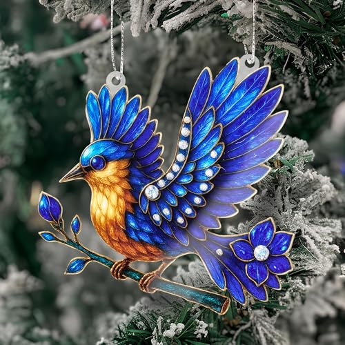 Bluebird Christmas Ornament - Sapphire Wing Songbird Holiday Decor