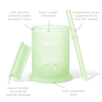 Olababy Silicone Training Cup with Straw Lid | Babies Water Drinking Cup | 6+ Mo Infant To 12-18 Months Toddler | Sippy Cup For Kids & Smoothie Cup | Baby Led Weaning (Kiwi, 5 oz)