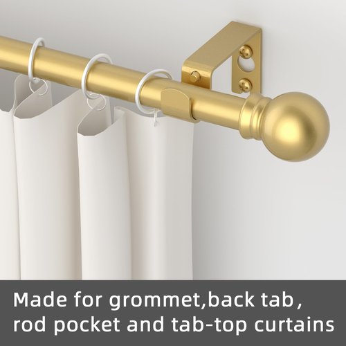 GXOACKJ 2 Pack Gold Curtain Rods for windows 32 to 48 inch, 5/8 inch Splicing Heavy Duty Metal Curtain Rod Set with Brackets
