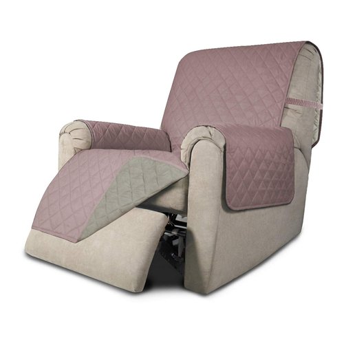Easy-Going Recliner Sofa Slipcover Reversible Sofa Cover Water Resistant Couch Cover Furniture Protector with Elastic Straps for Pets Kids Children Dog Cat (Recliner, Pink/Beige)