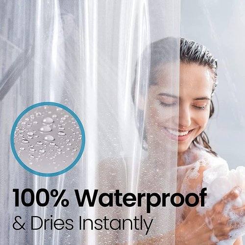 LiBa Shower Curtain 2 Pack- Waterproof Plastic Shower Curtain Premium PEVA Non-Toxic with Rust Proof Grommets White 8G Heavy Duty Bathroom Accessories 72x72