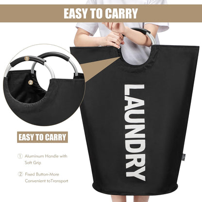 DOKEHOM 90L Large Laundry Basket - Collapsible Freestanding Hamper in Black for Easy Storage