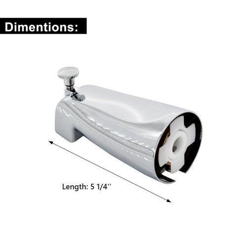 Slip Fit Tub Spout with Pull-Up Diverter for 1/2 inch Copper Tube, Chrome